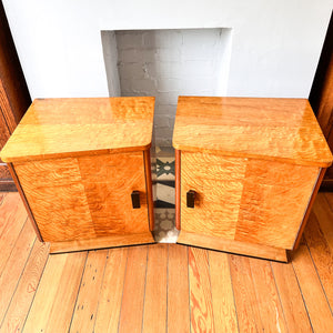 A Pair Of Art Deco Maple Bedside Cabinets