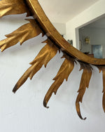 Load image into Gallery viewer, Spanish Mid Century Gilt Sunburst Oval Wall Mirror
