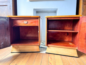 A Pair Of Art Deco Maple Bedside Cabinets
