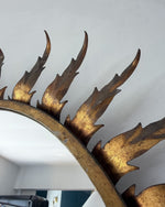 Load image into Gallery viewer, Spanish Mid Century Gilt Sunburst Oval Wall Mirror
