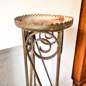 French Vintage Wrought Iron Scalloped Plant Stand