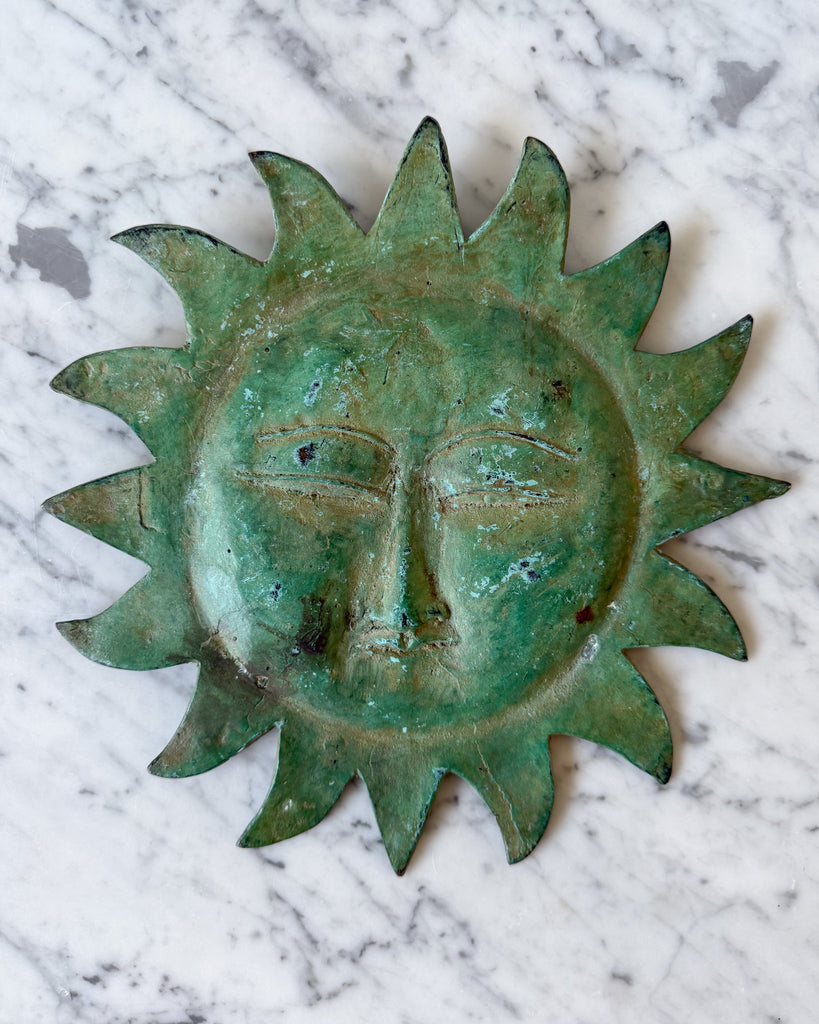 Vintage Verdigris Green Sun Ornament