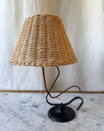 Load image into Gallery viewer, French Mid Century S-Shaped Iron Lamp With Rattan Shade
