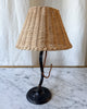 French Mid Century S-Shaped Iron Lamp With Rattan Shade