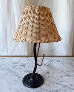 Load image into Gallery viewer, French Mid Century S-Shaped Iron Lamp With Rattan Shade
