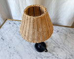 Load image into Gallery viewer, French Mid Century S-Shaped Iron Lamp With Rattan Shade
