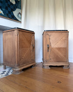 Load image into Gallery viewer, A Pair Of Continental Art Deco Bedside Cabinets With Marble Tops
