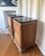 Load image into Gallery viewer, A Pair Of Continental Art Deco Bedside Cabinets With Marble Tops
