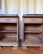 Load image into Gallery viewer, A Pair Of Continental Art Deco Bedside Cabinets With Marble Tops
