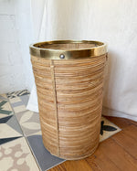 Load image into Gallery viewer, Gabriella Crespi Style Pencil Reed And Brass Umbrella Stand
