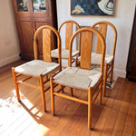 Load image into Gallery viewer, Set Of Four Annig Sarian For Tisettanta Thalia Bentwood And Pale Rush Dining Chairs
