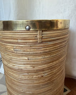 Load image into Gallery viewer, Gabriella Crespi Style Pencil Reed And Brass Umbrella Stand
