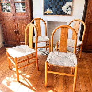 Set Of Four Annig Sarian For Tisettanta Thalia Bentwood And Pale Rush Dining Chairs