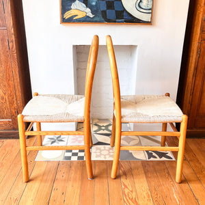 Set Of Four Annig Sarian For Tisettanta Thalia Bentwood And Pale Rush Dining Chairs