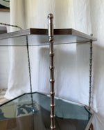 Load image into Gallery viewer, Vintage Silvered Brass Faux Bamboo Drinks Trolley Attributed To Maison Bagues
