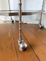 Load image into Gallery viewer, Vintage Silvered Brass Faux Bamboo Drinks Trolley Attributed To Maison Bagues
