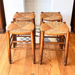 Load image into Gallery viewer, A Set Of Four French Vintage Rush Stools
