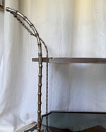 Load image into Gallery viewer, Vintage Silvered Brass Faux Bamboo Drinks Trolley Attributed To Maison Bagues
