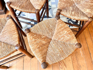 A Set Of Four French Vintage Rush Stools