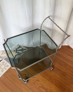 Load image into Gallery viewer, Vintage Silvered Brass Faux Bamboo Drinks Trolley Attributed To Maison Bagues
