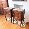 A Pair Of French Antique Bedside Cabinets With Marble Tops