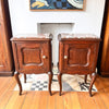 A Pair Of French Antique Bedside Cabinets With Marble Tops