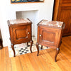 A Pair Of French Antique Bedside Cabinets With Marble Tops
