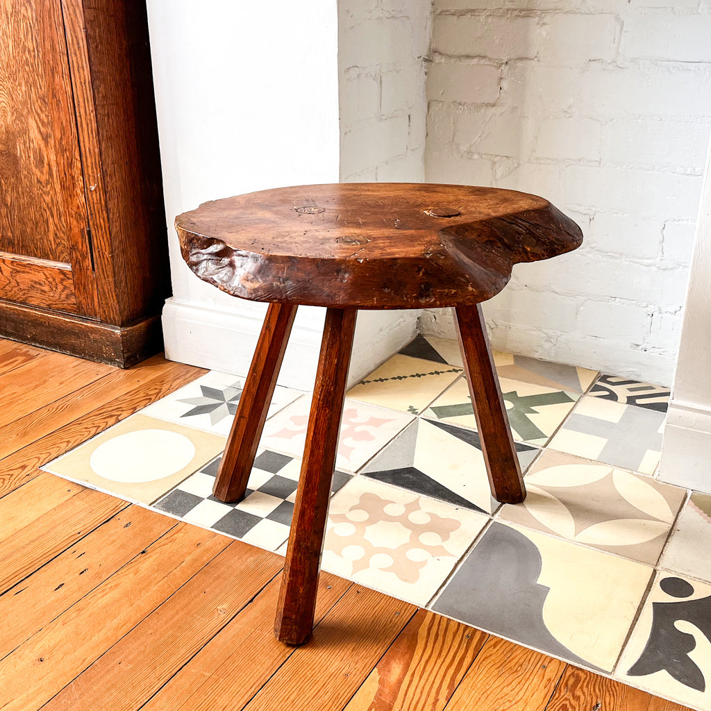 French Vintage Rustic Tripod Stool