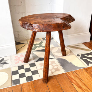 French Vintage Rustic Tripod Stool