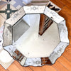 Antique French Circular Venetian Mirror With Etched Floral Design And Scalloped Edges
