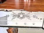 Load image into Gallery viewer, Antique French Circular Venetian Mirror With Etched Floral Design And Scalloped Edges
