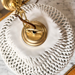 Vintage Italian Ceramic Woven Pendant Light