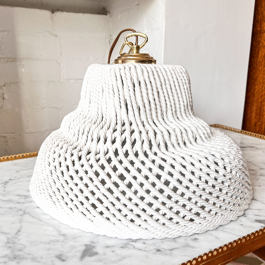 Vintage Italian Ceramic Woven Pendant Light