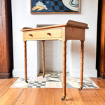 Load image into Gallery viewer, Victorian Pine Faux Bamboo Wash Stand / Console / Side Table On Brass Castors
