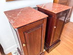 Load image into Gallery viewer, A Pair Of Matching Pot Cupboards / Nightstands With Marble Tops
