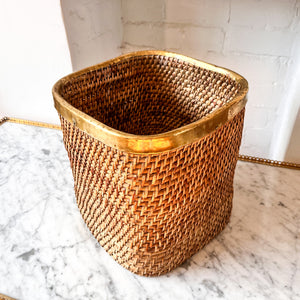 Gabriella Crespi Style Pencil Reed And Brass Pot