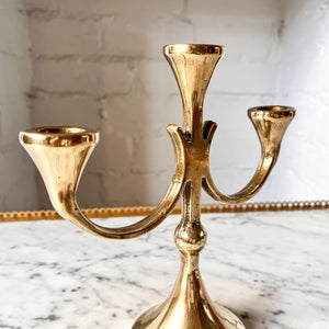 Mid Century Brass Brutalist Candlestick