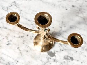 Mid Century Brass Brutalist Candlestick