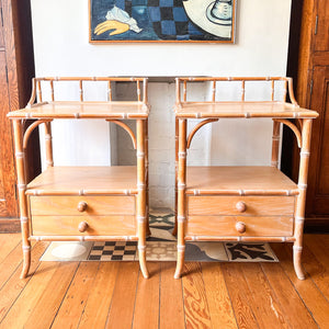 RESERVED - Pair Of Vintage Harrods Faux Bamboo Bedside Cabinets
