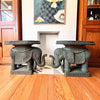 Pair Of Vintage Wicker Elephant Tables Painted Green