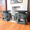Pair Of Vintage Wicker Elephant Tables Painted Green