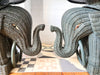Pair Of Vintage Wicker Elephant Tables Painted Green