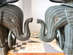 Load image into Gallery viewer, Pair Of Vintage Wicker Elephant Tables Painted Green
