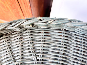 Pair Of Vintage Wicker Elephant Tables Painted Green