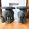Pair Of Vintage Wicker Elephant Tables Painted Green