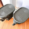 Pair Of Vintage Wicker Elephant Tables Painted Green