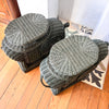 Pair Of Vintage Wicker Elephant Tables Painted Green