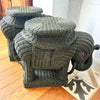 Pair Of Vintage Wicker Elephant Tables Painted Green