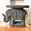Pair Of Vintage Wicker Elephant Tables Painted Green