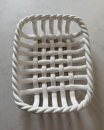 Load image into Gallery viewer, Vintage White Glazed Ceramic Woven Dish By Vallauris
